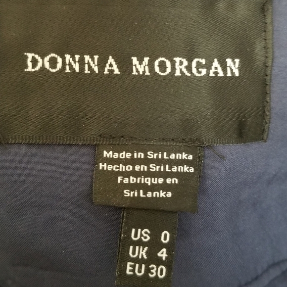 NWT Donna Morgan Royal Navy Lace Trim Midi Ruffle Dress Size 0 - Picture 10 of 11